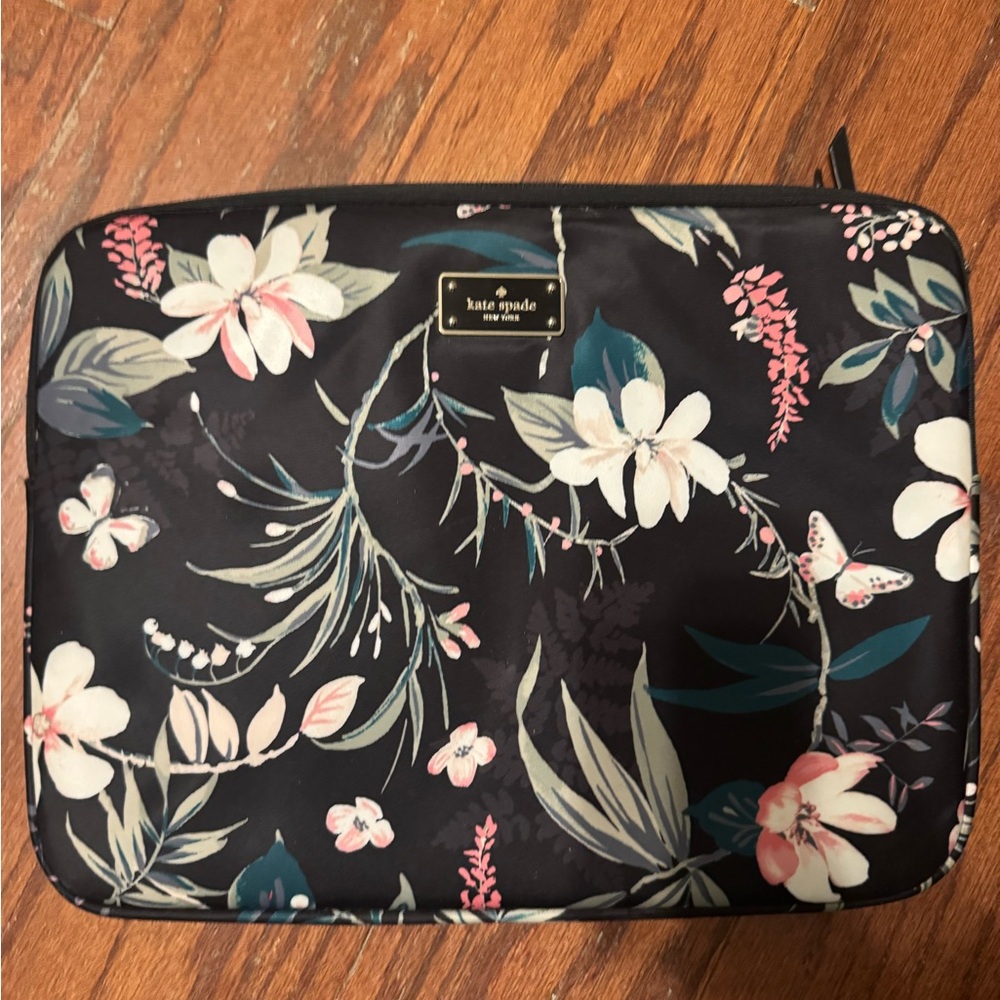 Kate Spade Black Floral Laptop Case